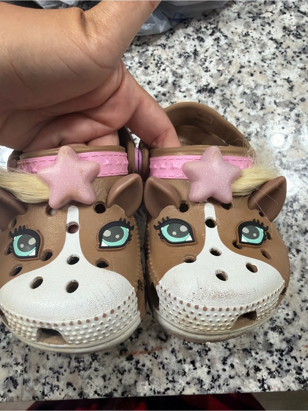 Crocs Fun Lab Horse Pony Clogs Toddler Girls Size C7 Brown Pink
